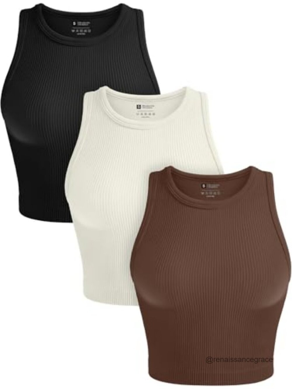 Womens 3 Pack Seamless Ribbed Crop Tank Tops Racerback Workout Yoga Gym Tops